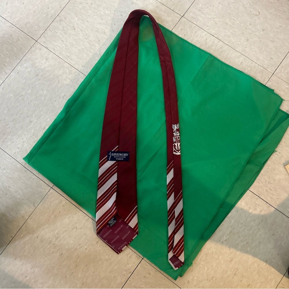 Givenchy Burgundy and White Striped Tie
